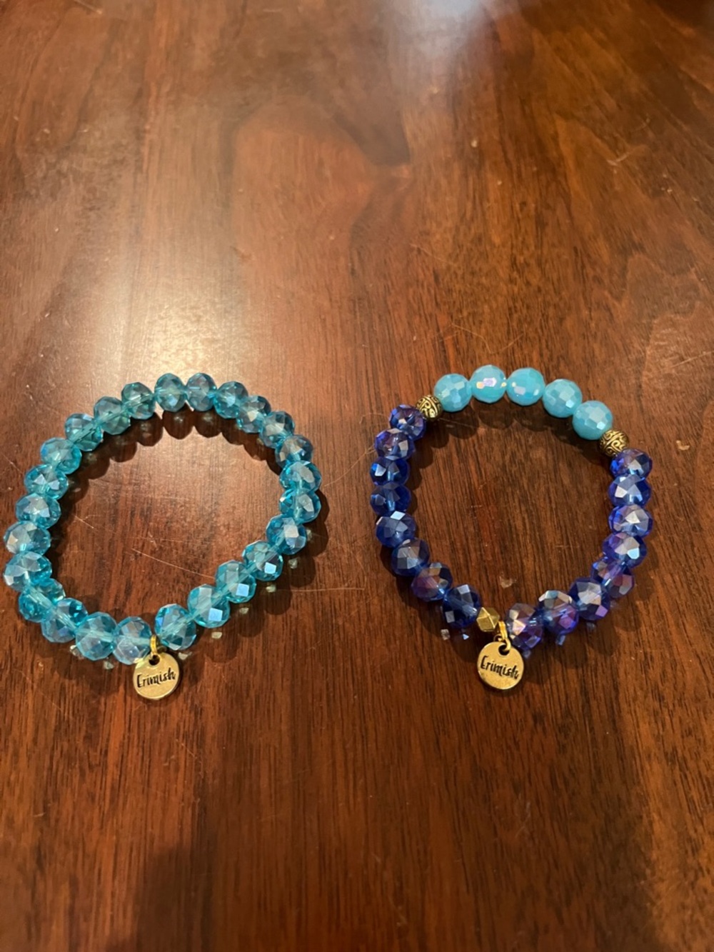 Erimish Blue and Turquoise Crystal Stretch Bracelets Set